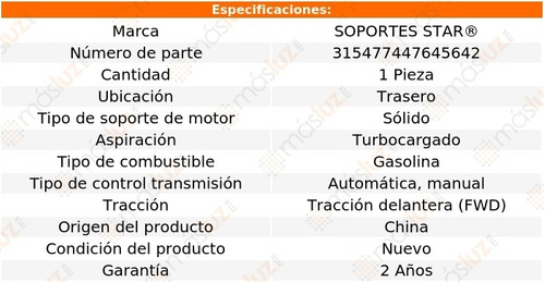 1) Soporte Motor Tras 850 5 Cil 2.3l Aut, Std Turbo 94/97 Foto 2