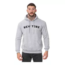 Moletom Masculino Flanelado New York Blusa De Frio Canguru