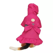 Capa Chuva Pet Cachorro Fêmea Com Capuz E Laço G0