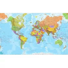 Mapa Planisferio Mundo En Lona 1,10 X 1,80