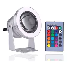 Mini Refletor Holofote Led 10w Rgb C/ Controle Prova D'água