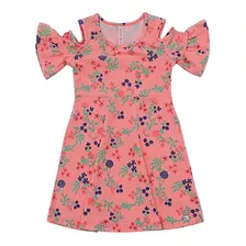 Vestido Infantil Menina Laranja Floral Cativa Kids