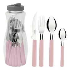 Kit Faqueiro Talheres E Garrafa Jarra 1,2l Tramontina 16pçs Cor Rosa