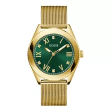 Reloj Hombre Elegante Top Gun Marca Guess Diferentes Modelos Color Del Fondo Plata Color De La Correa Dorado/verde Color Del Bisel Plata