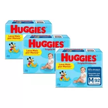 Kit C/3 Fralda Huggies Tripla Proteção M Com 92 Unidades