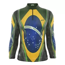 Camisa Camiseta M/ L Bandeira Do Brasil E Bandana Spt Uv