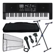 Kit Teclado Musical Barato Estudante 61 Teclas Multi Funções