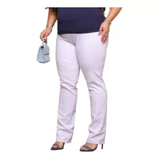 Calça Brim Branco Gestante Plus Size