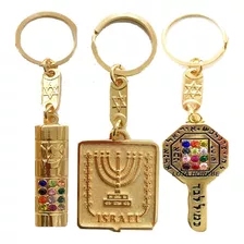 Chaveiros Judaicos ( Mezuzá, Menorá E Chave Judaica ) Kit 3