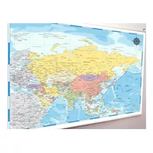 Hermoso Mapa De Asia En Lona De 120 X 85 Cms. Para Colgar