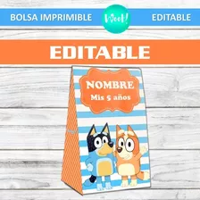 Bolsa Golosinera Imprimible Editable Bluey Para Personalizar