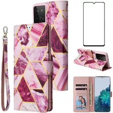 Funda Para Samsung Galaxy S21 Ultra - Marmol Rosa+tarjet...