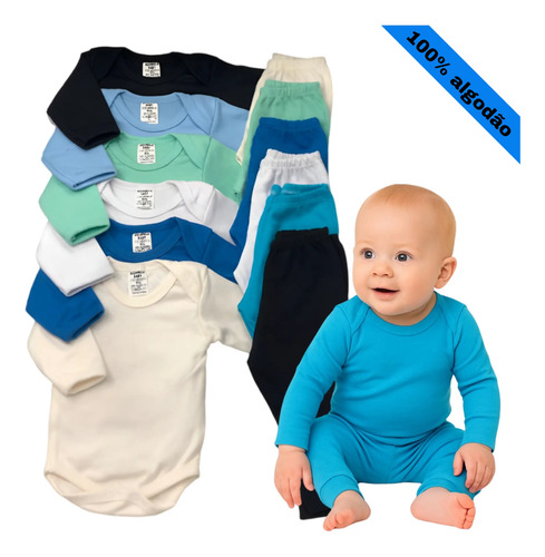 Kit 6 Peças 3body 3mijão 100% Algodão Roupa De Bebê Menino