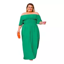 Vestido Longo Plus Size Ciganinha Com Lastex Verde Lisp