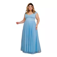 Vestido Madrinha Festa Longo Plus Size Busto Com Brilho #LG