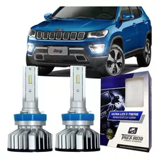 Kit Lampada Super Led Xtreme Para Farol De Milha Jeep Compass 2016 2017 2018 2019 Canceller Integrado Com Foco