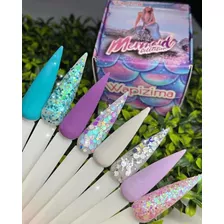 Acrilico Wapizima Coleccion De 8 Pzs Para Uñas - Color Mermaid