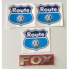 Kit 3 Adesivo Route + Emblema Fox Cromado 4 Pçs Vw