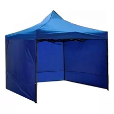 Gazebo Azul Plegable Refozado 3x3 Con Paredes Individuales