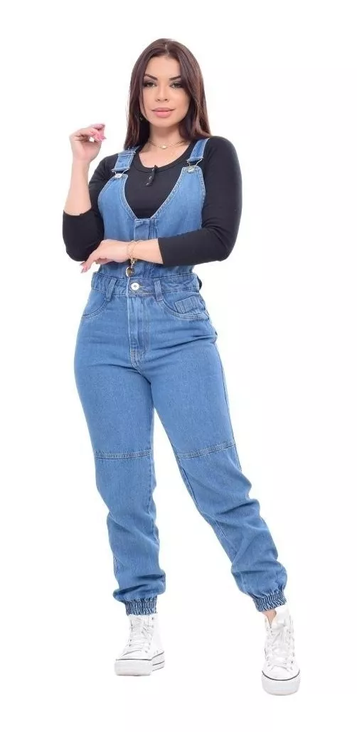 Macacão Jeans Feminino Jardineira Jeans Com Lycra Calça Jean