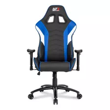 Cadeira De Escritório Dt3sports Elise Gamer Ergonômica Preto E Azul Com Estofado De Couro Sintético