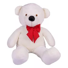 Urso Gigante Grande Pelúcia Teddy Bear 90cm - Baunilha Cor Urso Baunilha Com Laço Vermelho