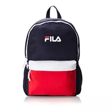 Mochila Letter Dna Fila Para Hombre Y Mujer, Color Azul Marino, Rojo Y Blanco, Diseño De Tela Lisa