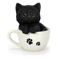Figura Decorativa Taza Gato Negro