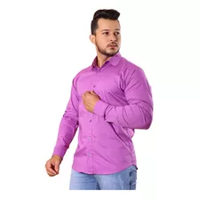 Camisa Slim Social Masculina Adulto Promoção 