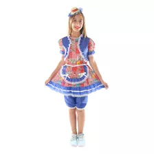 Vestido Maguinha Com Bermuda Infantil Festa Junina