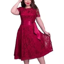 Vestido Renda Festa Civil Noiva Plus Size Vermelh Rodado /26