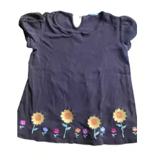 Remera Marron Borada Con Girasoles - Gymboree (talle 5)