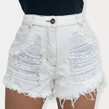 Short Jeans Cintura Alta Feminino Desfiado Roupas Femininas