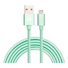 Cable Usb A Micro Usb 1 M Trenzado Fabric Verde Menta Urbano