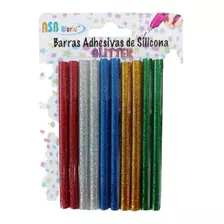 Barras Adhesivas Silicona Glitter 0,74cm X 10cm Pack X10 Un.