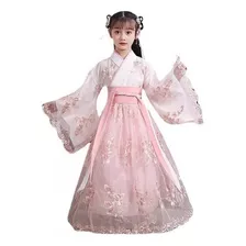 Vestido De Estilo Chino Hanfu Bordado Para Niñas