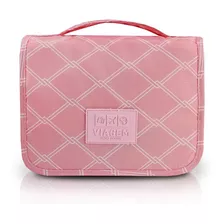 Necessaire Organizadora Com Gancho Bolsa Maquiagem Viagem Cor Rosa