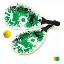 Kit 2 Raquetes Madeira Frescobol Tenis Splash Praia C/ Bola