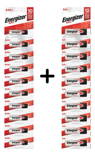 Combo Pila Alcalina Energizer Max 10 Aa + 10 Aaa