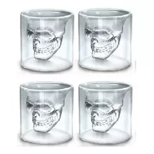 Juego De 4 Copas De Cristal Tipo Calavera Doble Fondo 25 Ml