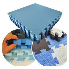 Kit 8 Tapete Tatame 2m² 50x50x2cm Grosso Eva Menino Criança Cor Tons De Azul Texturizado