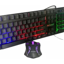 Combo Teclados Más Mouse Gamer Luminoso Aoas M-300