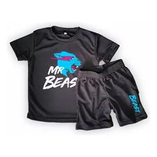 Conjunto Dry Fit Niños/as Youtuber Mr Beast Remera + Short 