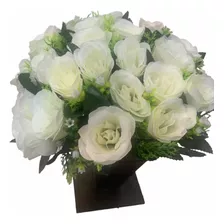 Buquê De Flores Artificial 24 Rosas Branco Casamento 15 Anos