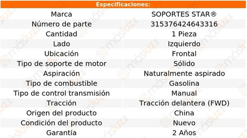 1) Soporte Motor Del Izq Chevrolet Sprint 3 Cil 1.0l 85/86 Foto 3