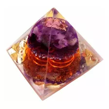 Pirâmide Orgonite De Saint Germain Ametista Folhas De Ouro