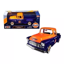 1955 Chevrolet 5100 Stepside Camioneta Motormax Esc 1:24 Color Naranja