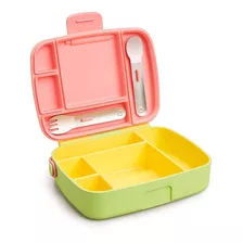 Caja Bento Munchkin - Fiambrera Infantil, Color Amarillo Color Rosa Floreado