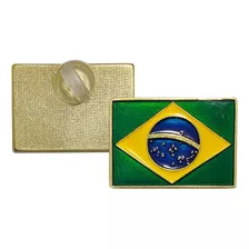 Pin Broche Boton Bandeira Brasil Dourada Copa Eleição - 100