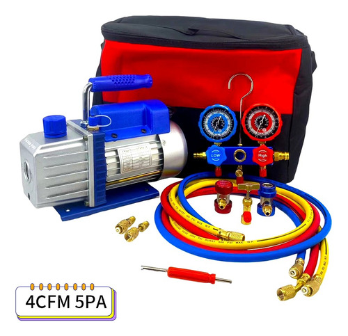 4cfm 1/3hp Bomba De Vacío + Manómetro R134a R22 R410a R404a